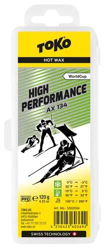 TOKO High Performance Parafiin AX 134, +10°-0°C, 120g | Skiwax